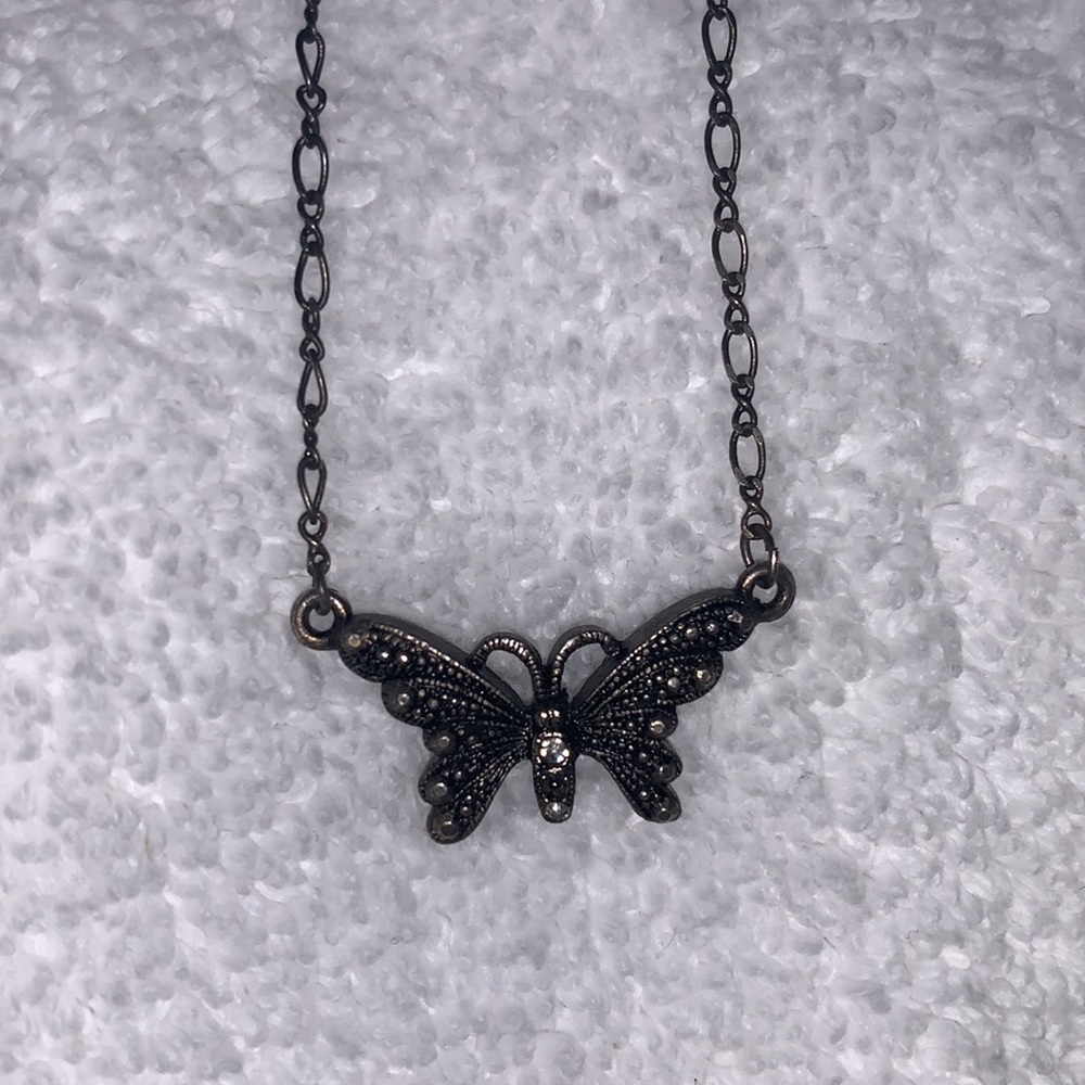 Black butterfly necklace